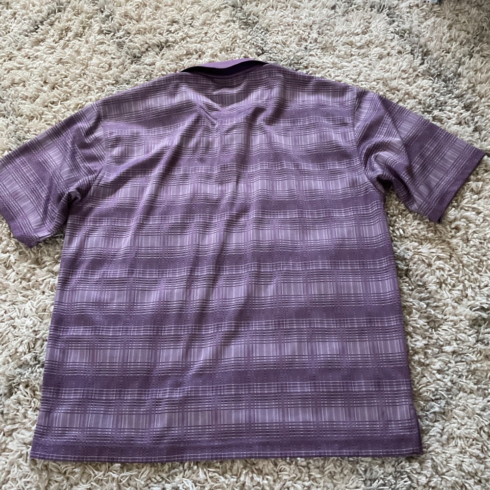 PGA Tour Mens Large Purple Plaid Textured‎ Short Sleeve Golf Polo Shirt - Picture 8 of 15